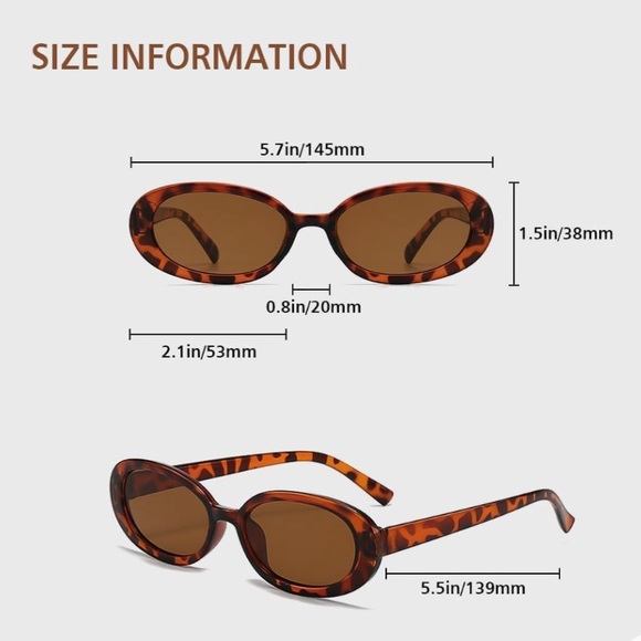 NWT No Label 1 Pack Retro Animal Print Small Oval Sunglasses - Picture 4 of 7